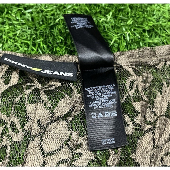 DKNY Lace Blouse in Olive and Cream - Picture 6 of 10